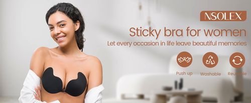 Adhesive bra, backless, non adhesive, strapless, invisible gathering bra, women's dress, 1 pairs of reusable nipple covers
