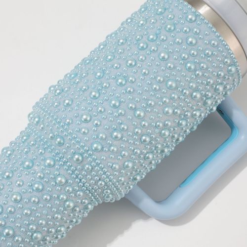 New Pearl Diamond Insulated Cup - 40oz, With Handle, Portable for Car Use - Stainless Steel Insulated Cup, Water Bottle