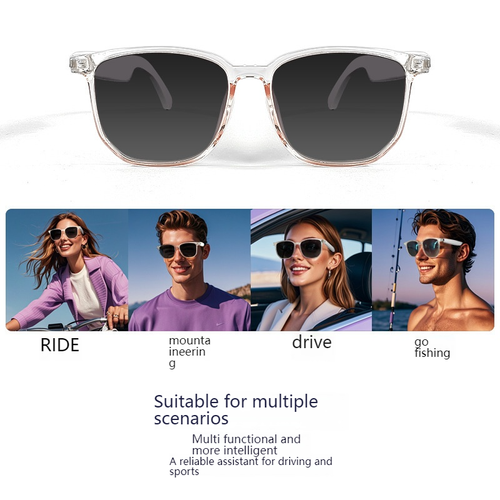 Smart Bluetooth glasses, polarized sunglasses with speaker, sports outdoor UV protection and voice control, black