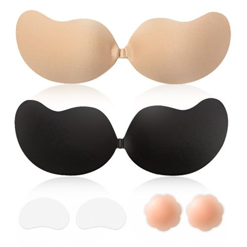 Adhesive bra, backless, non adhesive, strapless, invisible gathering bra, women's dress, 1 pairs of reusable nipple covers