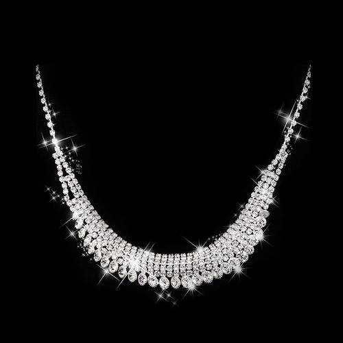 Fashion Claw Chain Water Diamond Necklace Earring Set Dinner Dress Versatile Clavicle Chain Accessories