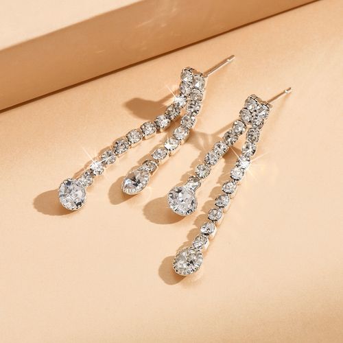 Fashion Claw Chain Water Diamond Necklace Earring Set Dinner Dress Versatile Clavicle Chain Accessories