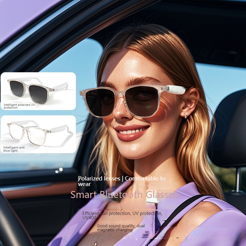 Smart Bluetooth glasses, polarized sunglasses with speaker, sports outdoor UV protection and voice control, black