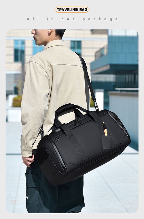 Large-capacity carry-on luggage bag with shoe compartment, dry and wet separation, lightweight and pressure-relieving, hand-held travel bag with retractable handle.