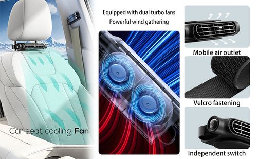 Mini Portable USB Backseat Cooling Fan,2025 New Usb Car Cooling Fans For Backseat,Kids Baby headrest Neck Fan Accessories with 3 Adjustable Wind Speeds,Car Fan for Driver and Passenger's Seat
