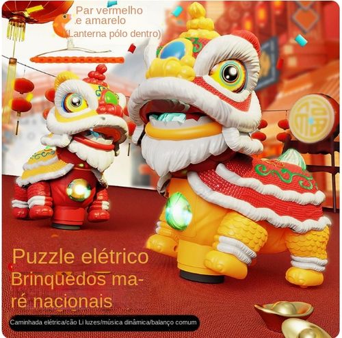 Estilo chinês presente criativo som elétrico e luz swing universal leão dança presente de aniversário leão despertando brinquedo