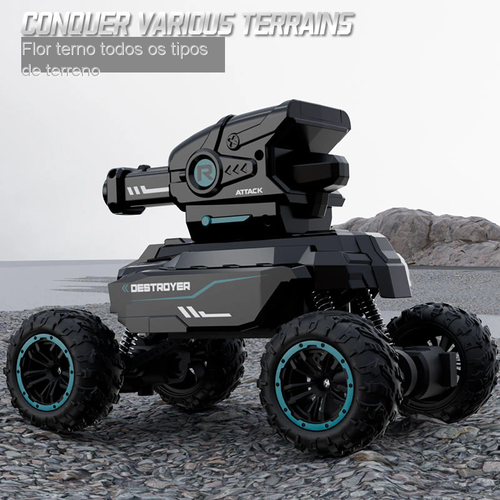 Carro de controle remoto, tanque, detecção de gestos, capaz de lançar bombas de água, tração nas quatro rodas off-road mecha, carro de brinquedo elétrico