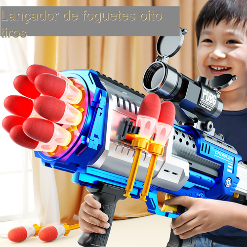 Presente de Aniversário do Menino 2025 Novo Som Infantil e Luz Elétrica Soft Bullet Gun Lançamento Contínuo Lançador de Foguete Simulação Battle Toy Gun