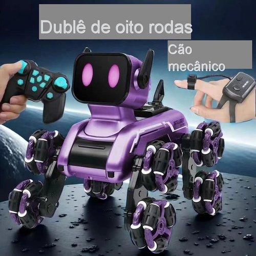 Crossborder oito rodas acrobacia cão mecânico controle remoto brinquedo gesto de detecção de escalada deformação cão robô inteligente das crianças elétrico