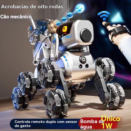 Carro de controle remoto de acrobacia de oito rodas lança máquina de bomba de água cão, gesto de menino de brinquedo das crianças detectando drift cão mecânico