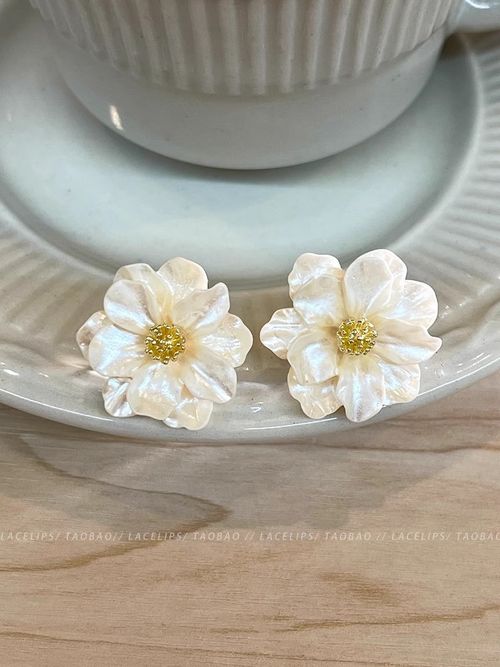 Super fairy camellia flower earrings for women high-end fashion all-match earrings