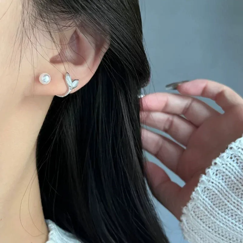 Cat's Eye Opal Fishtail Pearl Earrings