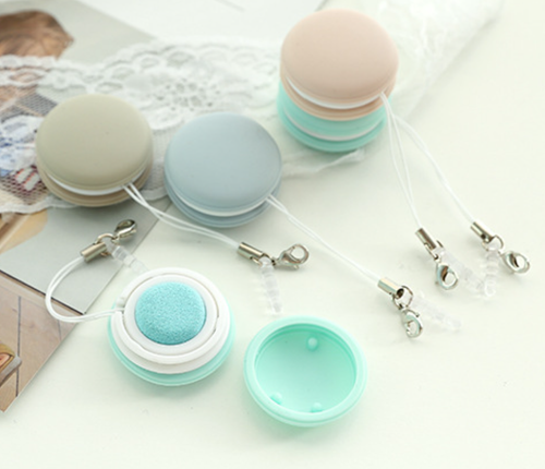 Macaron keychains and phone screen cleaning brushes