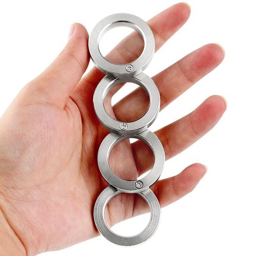 Ring self-defense tool portable foldable self-defense ring four-ring emergency survival window-breaking four-finger ring