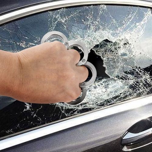 Ring self-defense tool portable foldable self-defense ring four-ring emergency survival window-breaking four-finger ring