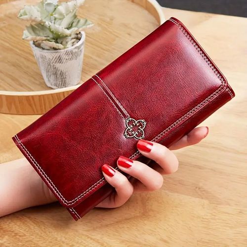 High-end long wallet for women, high-end retro zipper large capacity women's coin purse