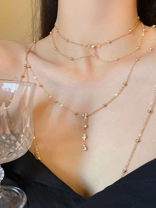 Chest chain + necklace (set) jewelry pure desire sexy necklace female body chain net celebrity all-match chain hot girl camisole vest accessories chain