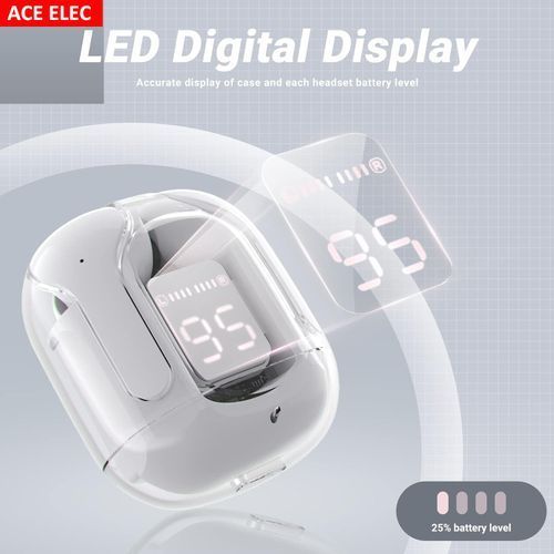 Ace Elec BT 5.3 ENC Mini Crystal Earbuds 25Hours Playtime