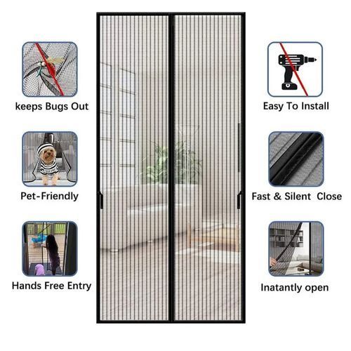 Mesh Magnetic Screen Door Fresh Air Flow & Keep Bugs Out-210cmX110cm