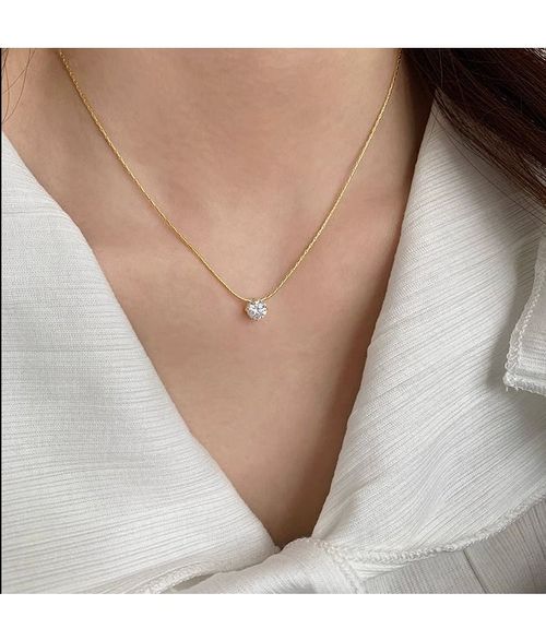 Mini round diamond pendant necklace, light luxury for women, niche design, new style of fresh clavicle chain