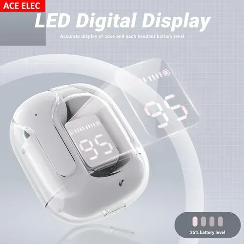 Ace Elec BT 5.3 ENC Mini Crystal Earbuds 25Hours Playtime