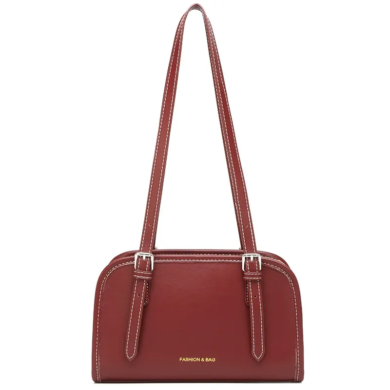 2025 New Burgundy Womens Fashion Handbag Minimalist Boutique Underarm Single Shoulder Bag