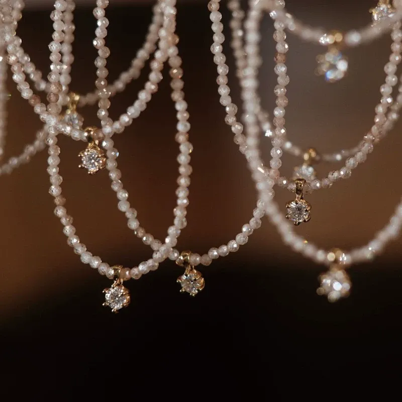 Phantom of the Opera-Inspired Exquisite Champagne Crystal Sterling Silver Necklace