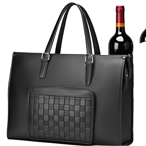 15.6-inch PU Laptop Briefcase with Insulated Lunch Compartment Zipper Closure Convenient Handbag for Work