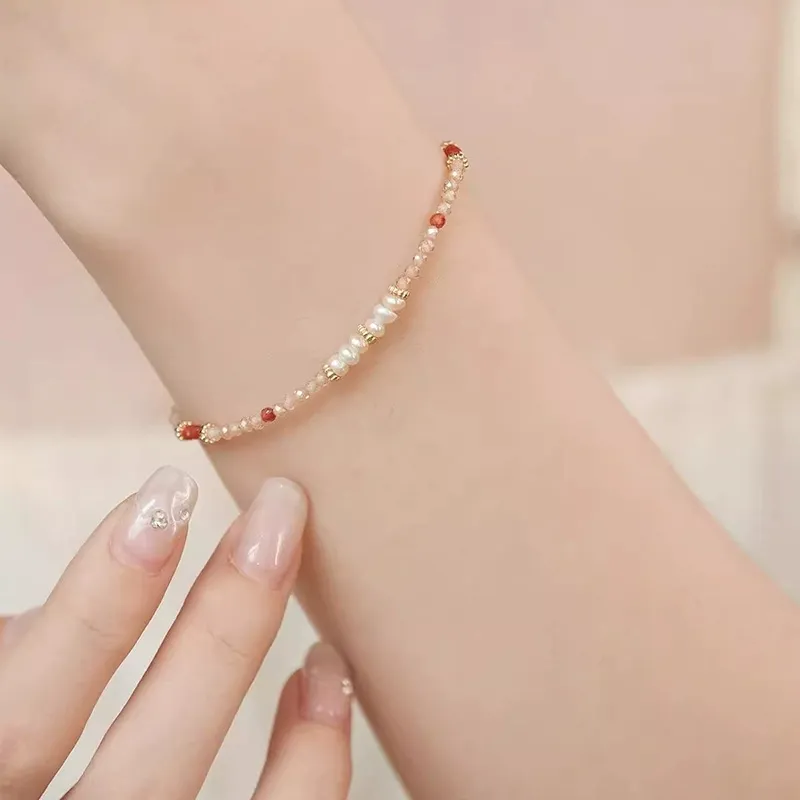 Light Luxury Fairy-Style Zircon Bracelet – Vintage-Inspired Jewelry with Natural Freshwater Pearls