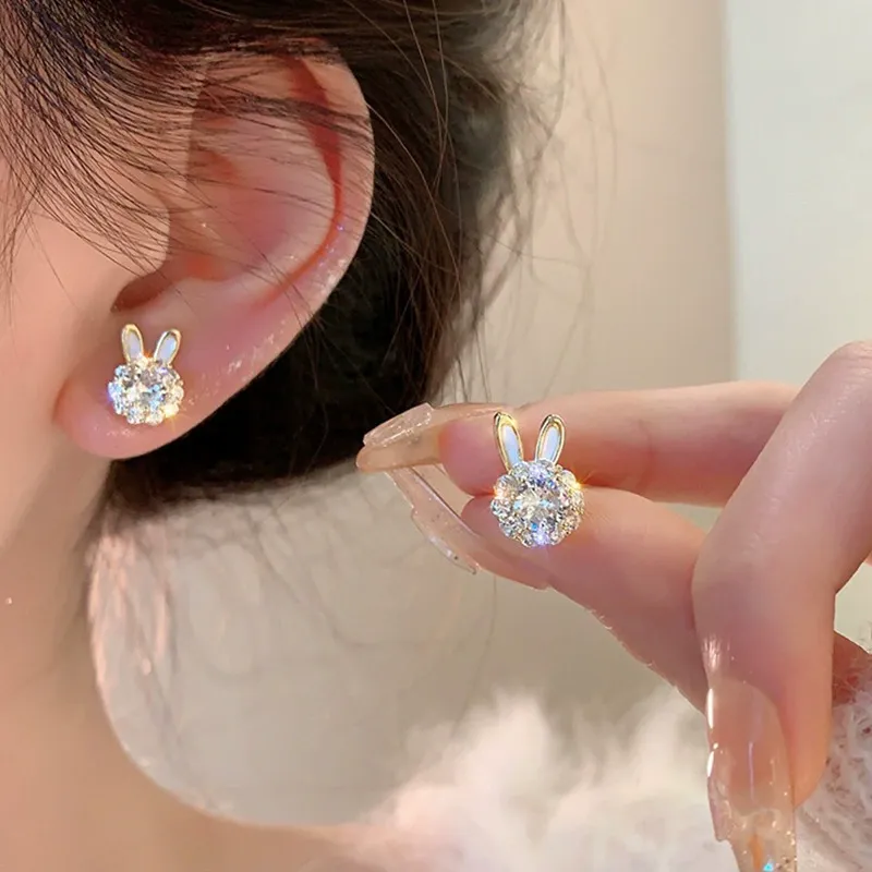 Rotatable Bunny Stud Earrings – Fresh and Sweet Style