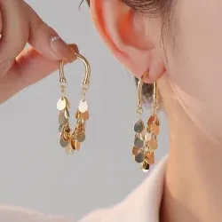 Long Tassel Dangle Earrings Bohemian Sparkly Fringe Geometric Bar Formal Gold Drop Earrings for Women Charms Boho Holiday Ear Jewelry
