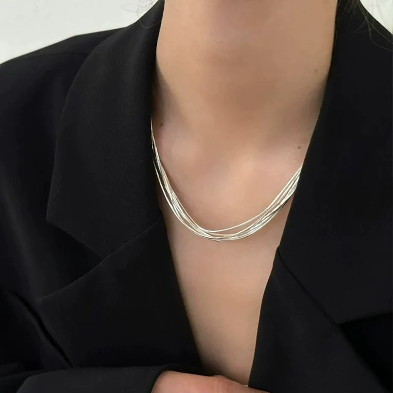 Multi-Layer Metal Necklace for Women – Korean Boutique Design with Vintage, Minimalist, and Versatile Elegant Style