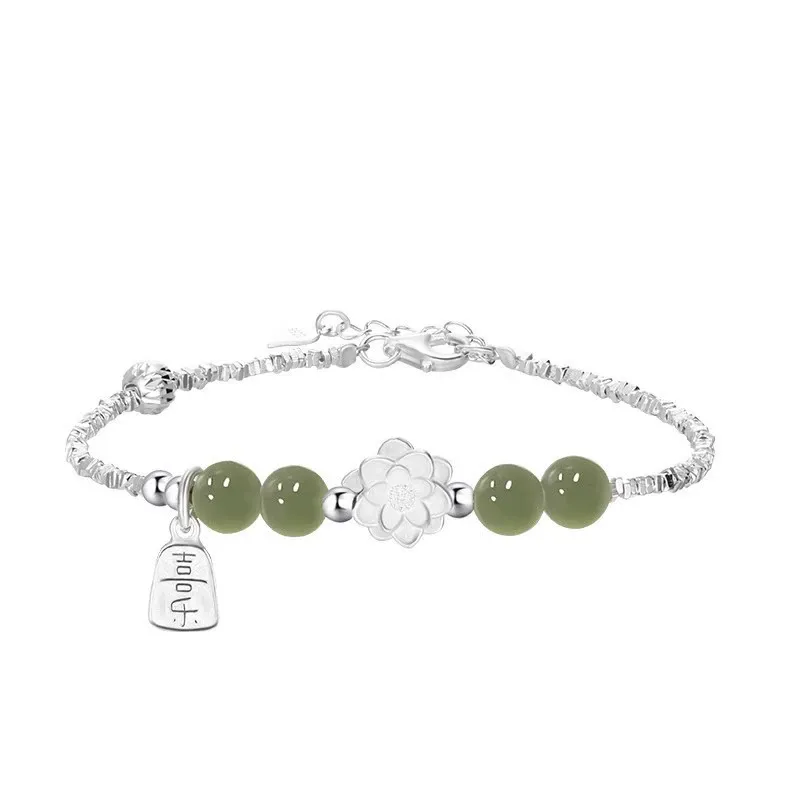 New Chinese-Style丨Ode to the Lotus丨Silver Fragment Bracelet – Lotus and Bamboo Design for Women with Fresh and Elegant Vibe