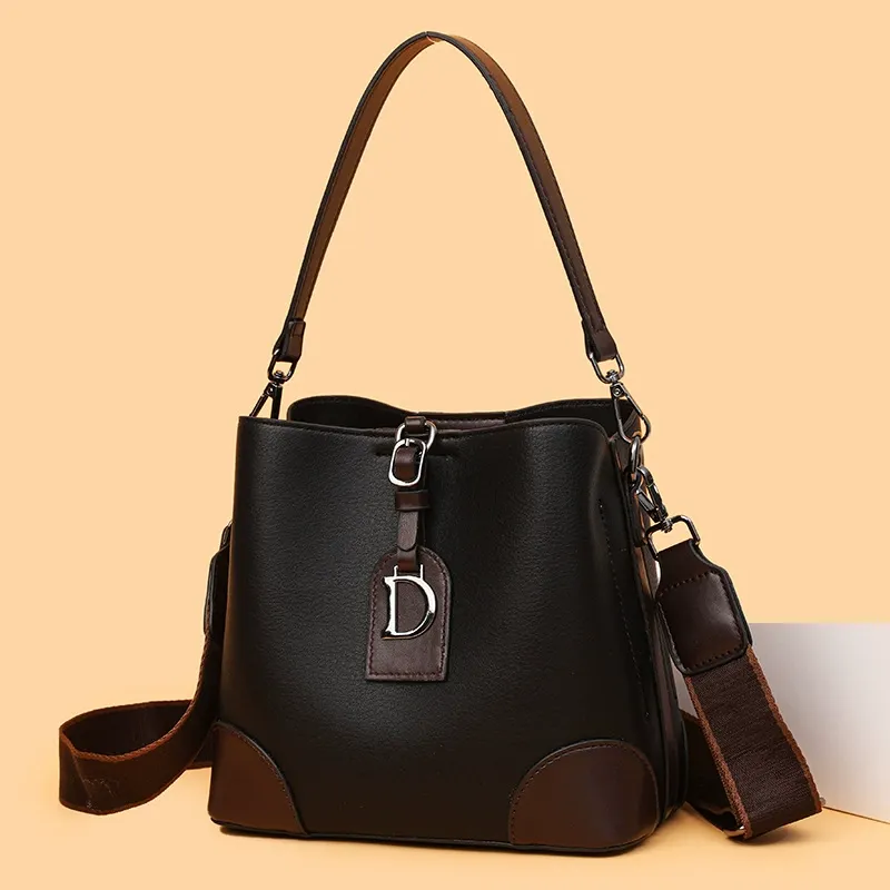 2025 New Minimalist Contrast-Color Bucket Bag for Women – Stylish and Spacious Design
