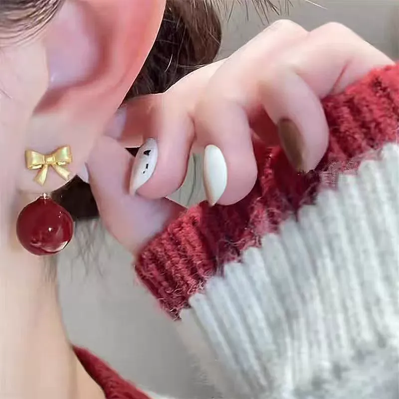 Ankara Ruby Bow Duo | Convertible Pearl Earrings - Gallery-Worthy Red