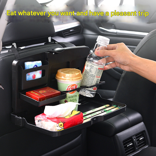 All-in-One Car Seat Desk | Clip-On Tray w,Cup Holder, Foldable Phone & Laptop Stand