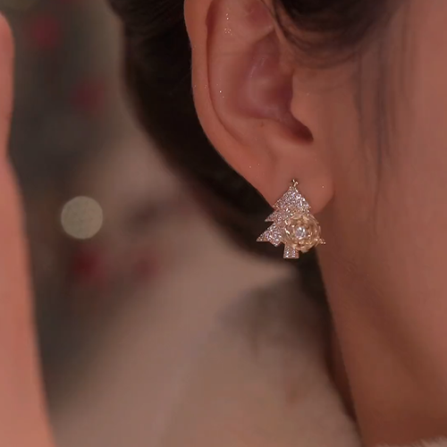 Twirling Snowflake & Tree Earrings | Whirl-Adorned Crystals - Whimsical Christmas Glow