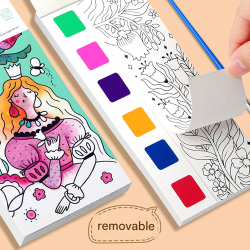 Children is Watercolor Coloring Book with Built-In Paints ——Magic Garden