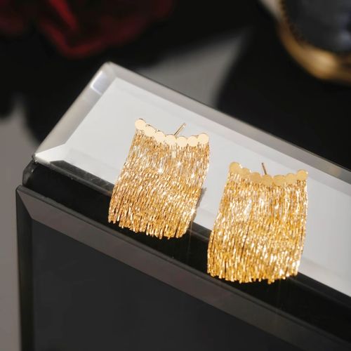 925 Silver Post Unique Metal Arc Tassel Stud Earrings for Women – Fashionable and Elegant Boutique Design