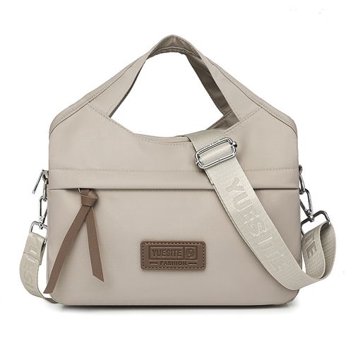 Elegant Minimalist Oxford Fabric Multi-Functional Shoulder and Crossbody Tote Bag – Timeless Oat White