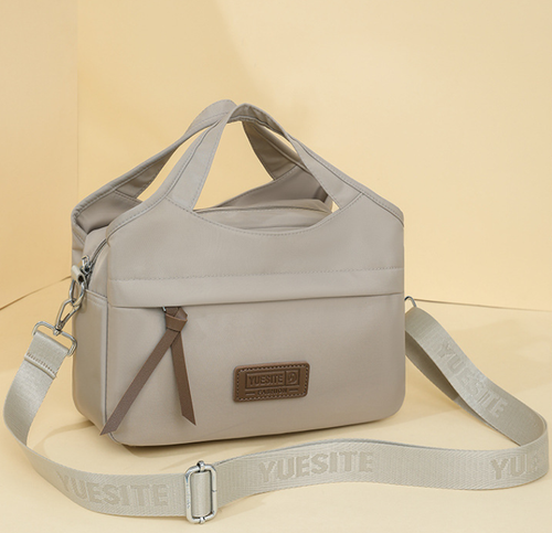 Elegant Minimalist Oxford Fabric Multi-Functional Shoulder and Crossbody Tote Bag – Timeless Oat White