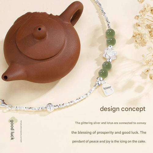 New Chinese-Style丨Ode to the Lotus丨Silver Fragment Bracelet – Lotus and Bamboo Design for Women with Fresh and Elegant Vibe