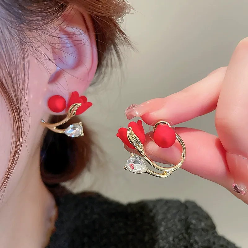 Ruby Tulip Convertible Earrings | Dual-Wear Statement Blooms - Curator's Pick