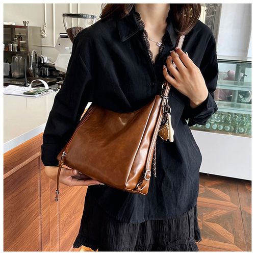 Brown Side Pocket Shoulder Bag Tote