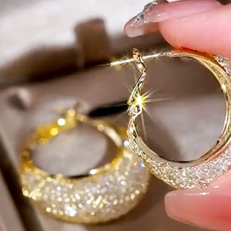 Gold Mesh Hoop Earrings – INS Trendy Fashion Lightweight Luxury Style Statement Earrings