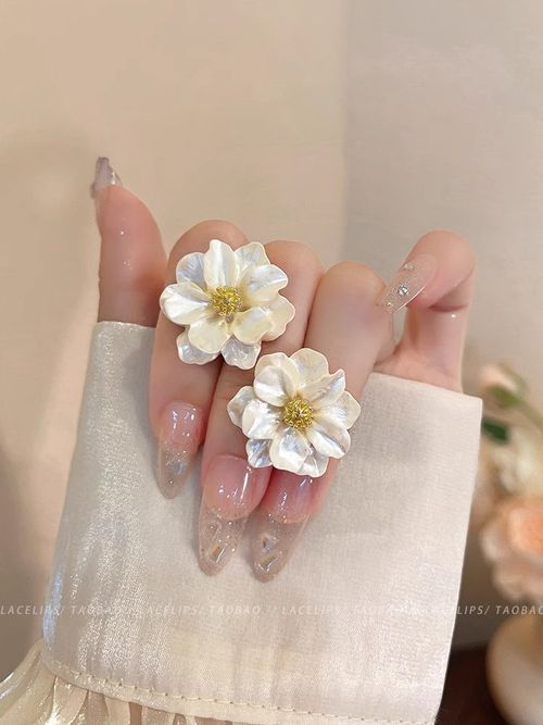 Super fairy camellia flower earrings for women high-end fashion all-match earrings