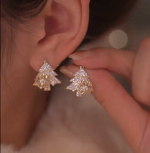 Twirling Snowflake & Tree Earrings | Whirl-Adorned Crystals - Whimsical Christmas Glow