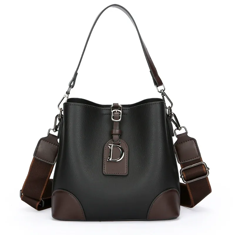 2025 New Minimalist Contrast-Color Bucket Bag for Women – Stylish and Spacious Design