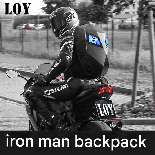 Iron Man LED Motorcycle Backpack – Light-Up Eyes Dual-Shoulder Riding Bag