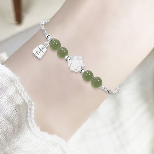 New Chinese-Style丨Ode to the Lotus丨Silver Fragment Bracelet – Lotus and Bamboo Design for Women with Fresh and Elegant Vibe